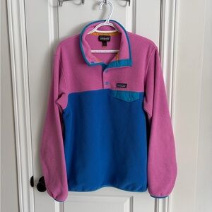 Patagonia Women’s Pink and Blue Synchilla Fleece Pullover